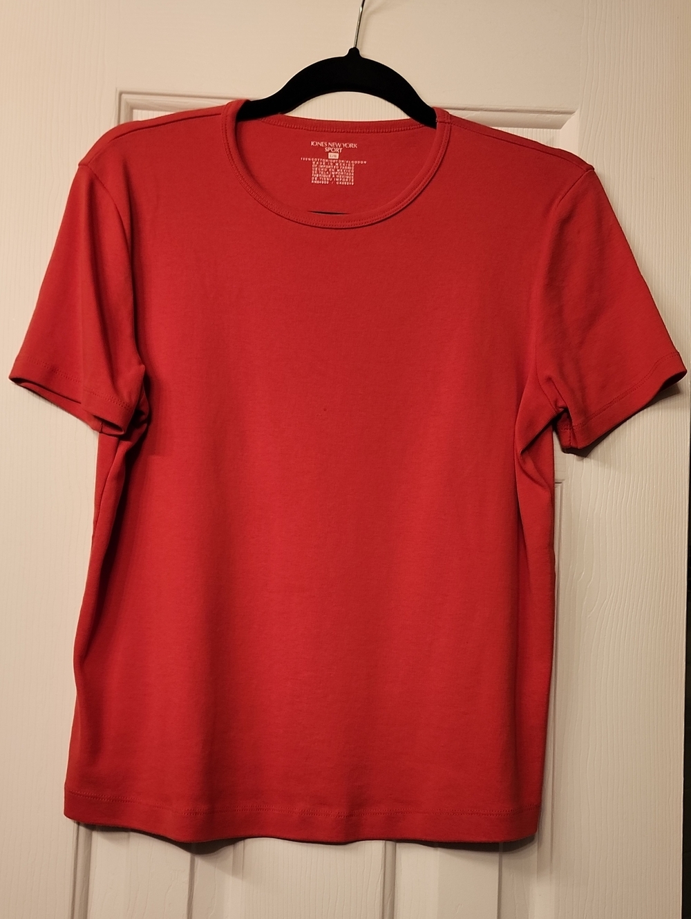 Jones New York Women's Red Orange Short Sleeve Crew Neck Tee
